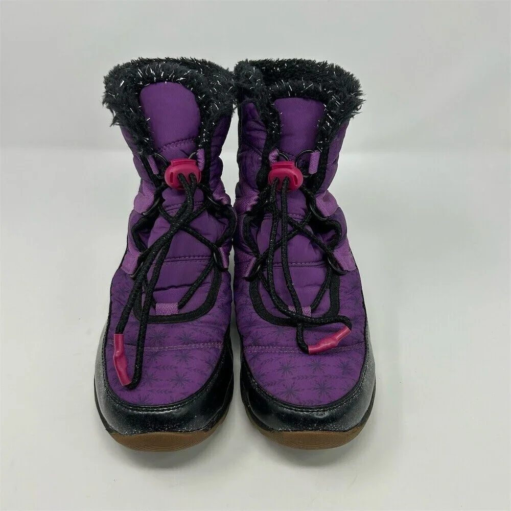 Sorel Disney Frozen 2 Whitney Short Girls Snow Boots Purple Glitter Elsa Size 6